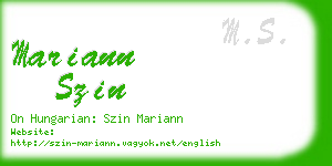 mariann szin business card